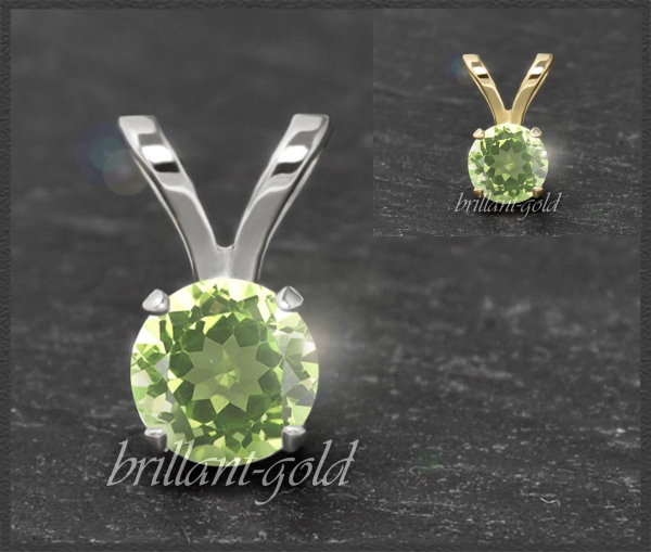Anhänger 585 Gold Peridot grün 4,5,6,7mm